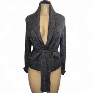 Banana Republic Charcoal Gray Tie Waist Cardigan Sweater Women’s Size Small